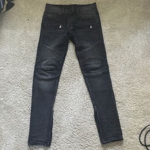 dark gray biker jeans
